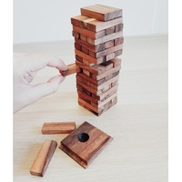 Stacking tumbling blocks wood Red colours balance game handmade stacking Fun Board Games Kids Ages 4 to Adults.