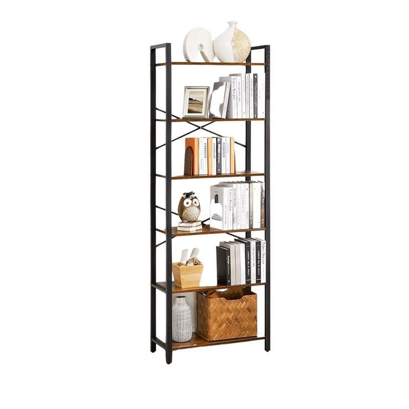 Buy VASAGLE Industrial Design Brown Black 6Tier Bookcase Storage Shelf