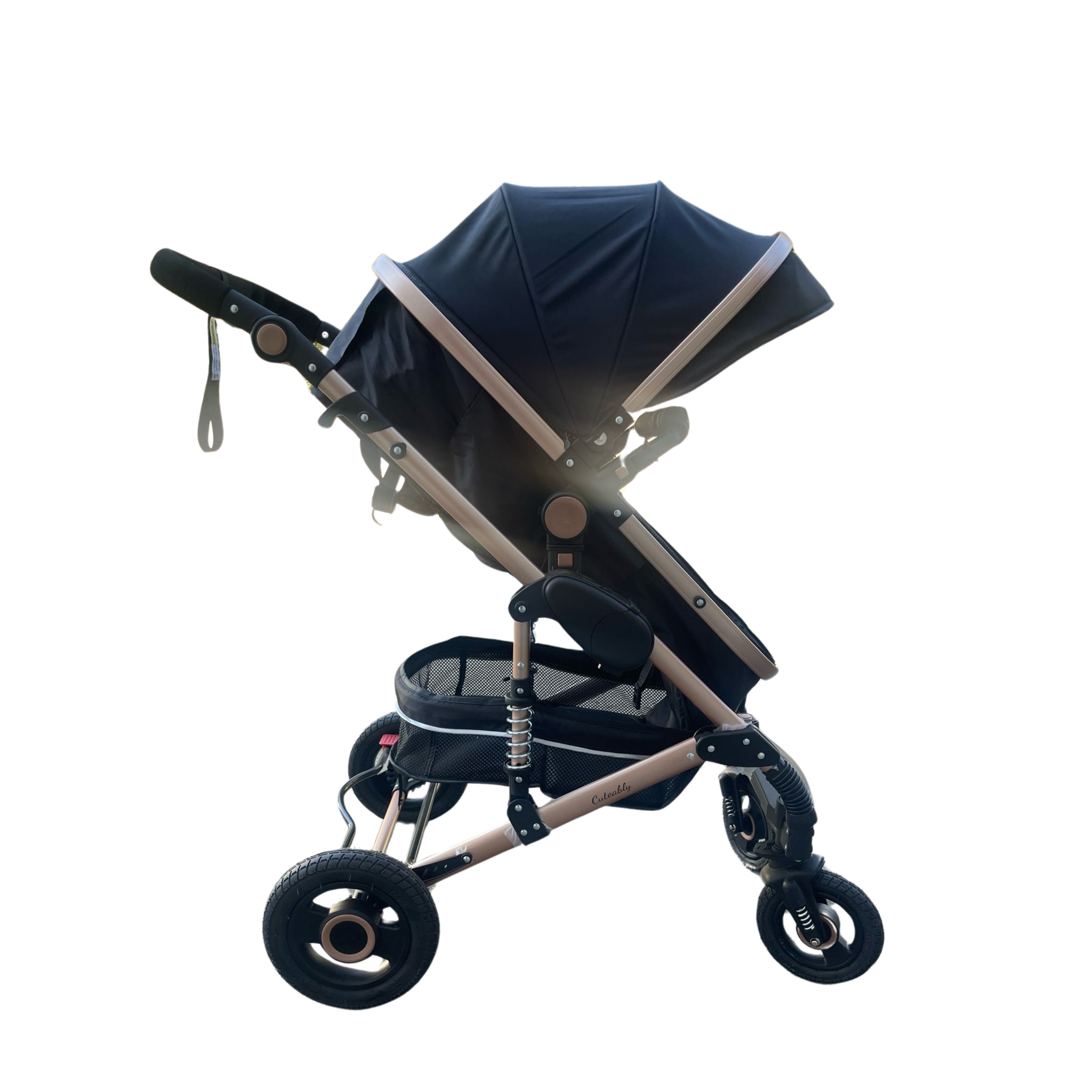 Buy Cuteably Baby Pram 9 in 1 Pram Bassinet with Push Chair Set BLACK MyDeal