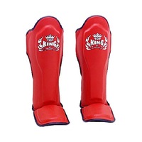 Top King Shin Guard Pro Genuine Leather Red/Black