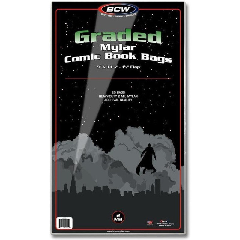 Buy BCW Comic Book Mylar Bags Graded 2 MIL Mylar (9" x 14" 1/4) (25