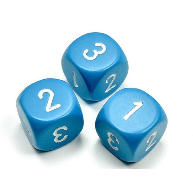 Buy Chessex D3 Dice Opaque 16mm d3 (d6 w/ 1-2-3 twice) Light Blue/white ...