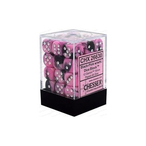 CHESSEX Dice Block White - 36x 12mm D6 Gemini Pink/Black CHX26830 