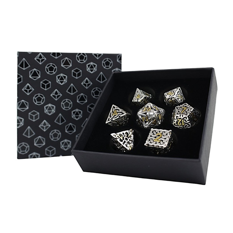 Buy LPG Dice RPG Set Hollow Textures - Chrome and Gold - MyDeal