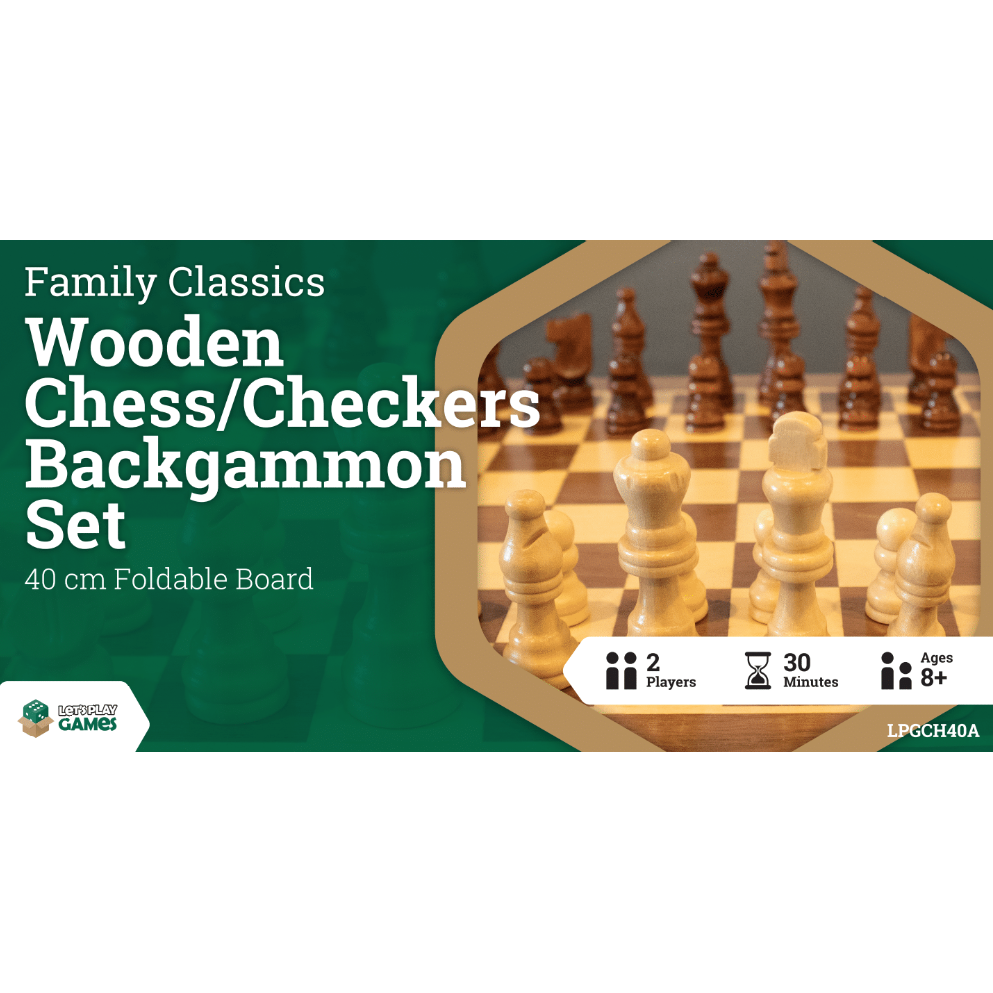 Wooden Folding Chess/Checkers/Backgammon Set 40cm