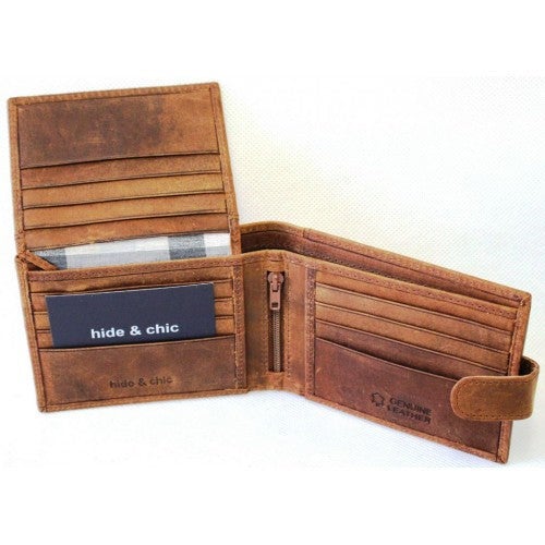 RFID lined Cow Hide Hunter Leather Wallet. 12006.