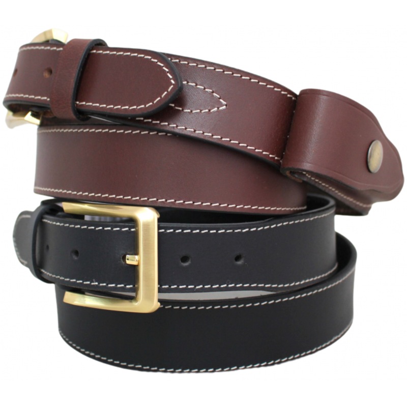 Stockman's Knife Belt Genuine Leather with Knife pouch. BLK or BRN