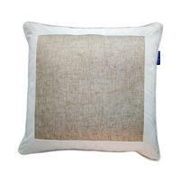 EASTWOOD Silver Polylinen and White Thick Border Cushion Cover 50 cm by 50 cm