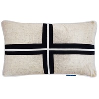 MILROY Criss Cross Black Stripes and Silver Jute Cushion Cover 30 cm by 50 cm
