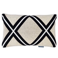 MILROY Double Cross Black Stripes and Silver Jute Cushion Cover 30 cm by 50 cm