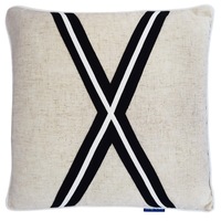 MILROY Mid Cross Black Stripes and Silver Jute Cushion Cover 50 cm by 50 cm