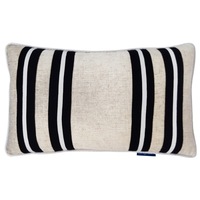 MILROY Twin Stripe Black Stripes and Silver Jute Cushion Cover 30 cm by 50 cm