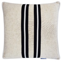 MILROY Twin Stripe Black Stripes and Silver Jute Cushion Cover 50 cm by 50 cm