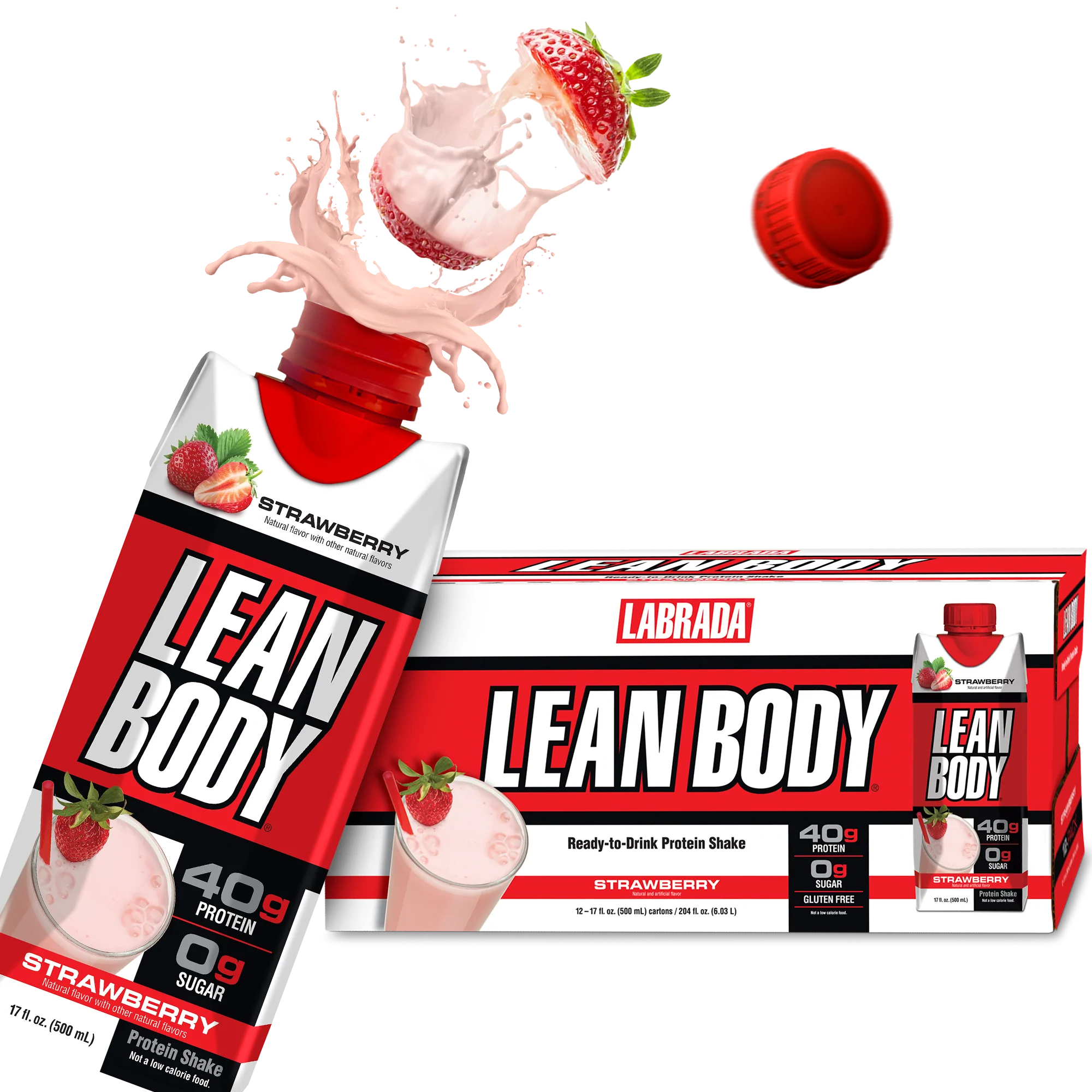 LEAN BODY PROTEIN SHAKE Ready-To-Drink 12 pack 500ml Strawberry Australia