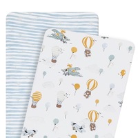 Living Textiles - 2pk Bedside Bassinet Fitted Sheets - Up Up & Away