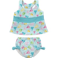 Green Sprouts - Swimsuit Set with Snap Reusable Absorbent Swim Diaper - Light Aqua Sailboat Sea