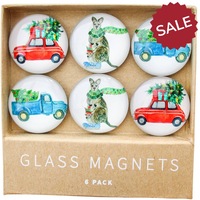 Glass Magnets - S/6 Christmas Outback