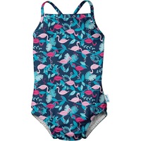 Green Sprouts - Swimsuit with Built-in Reusable Absorbent Swim Diaper-Navy Flamingo