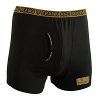 Mens Cotton Modal Boxer Briefs Black/ Gold - Frank and Beans Underwear