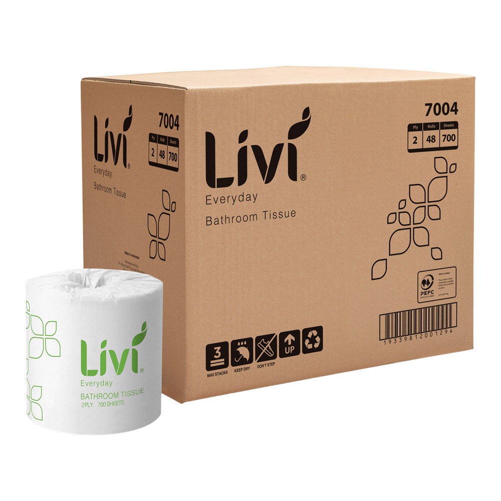 Livi Basics 2 Ply 700 sheet Toilet Tissues x 48 rolls per carton
