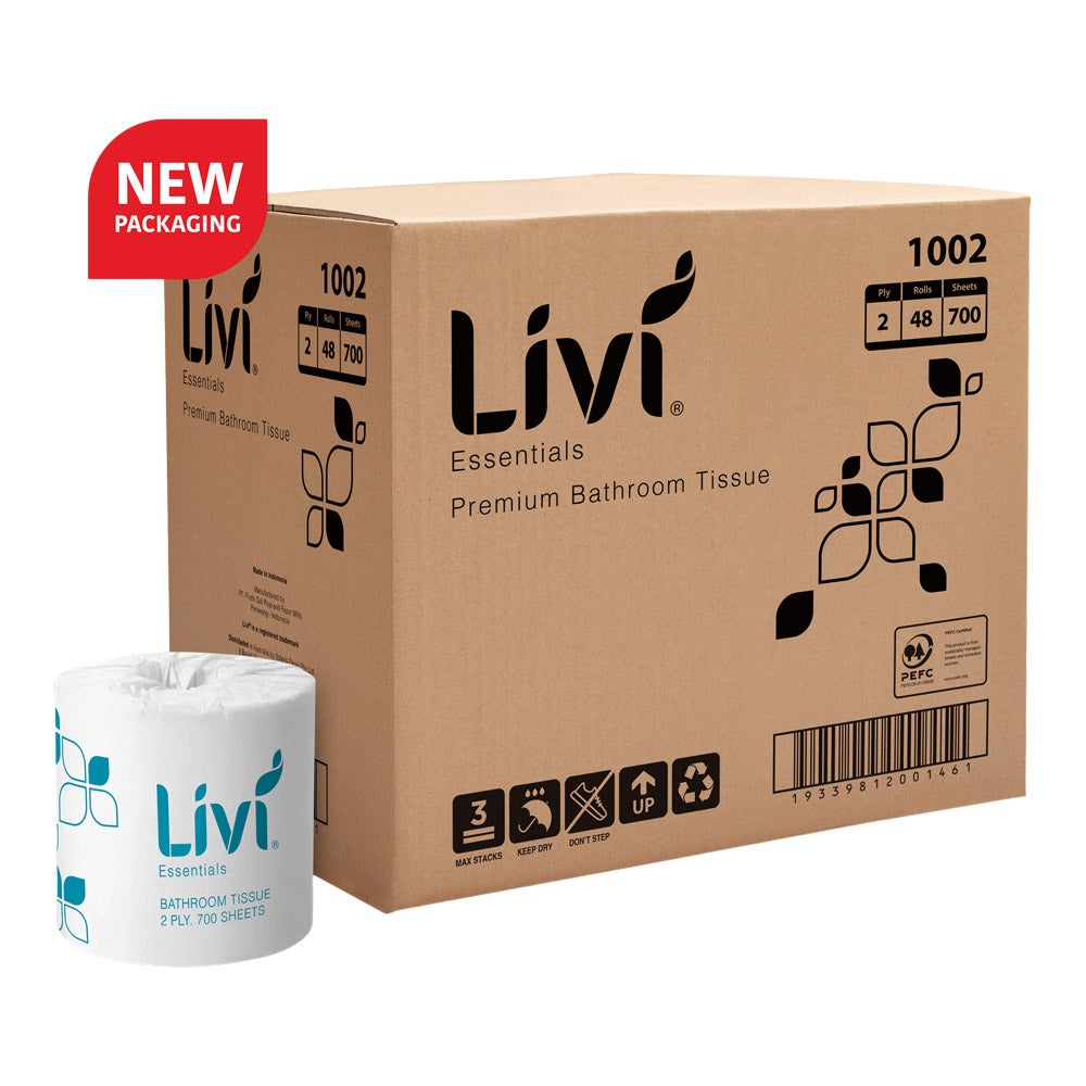 LIVI Essentials 2 ply 700 sheet Toilet Tissues x 48 Rolls