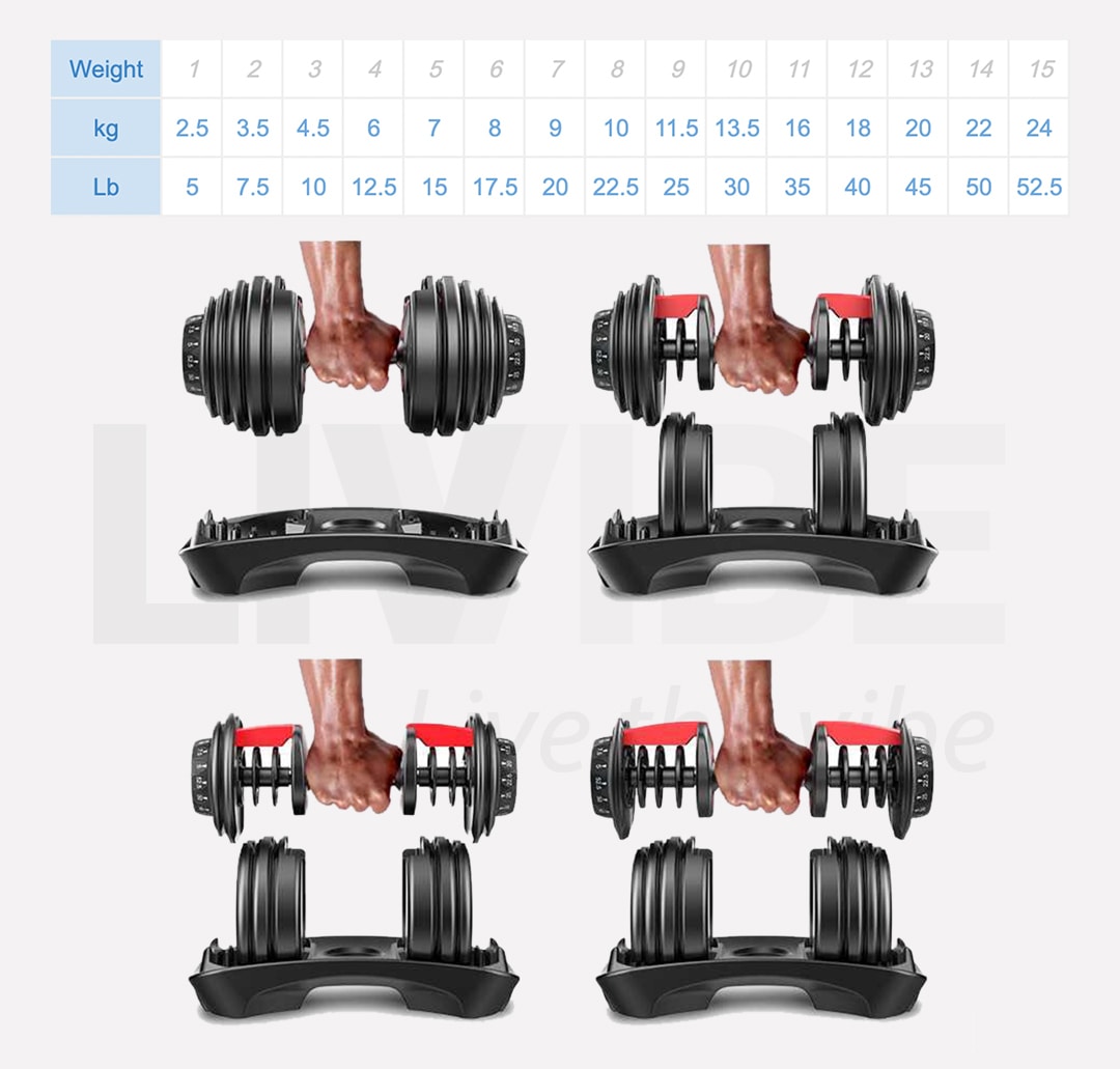 2 pcs adjustable automatic dumbbell fitness gym workout dumbbell 24kg 52.5 lb gym hotsell