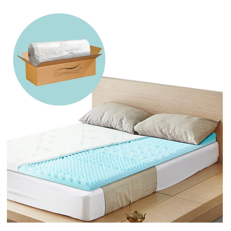 King Single Size Comfeezzz Memory Foam Mattress Topper Cool Gel Bed Protector 8cm 7 Zone Mydeal