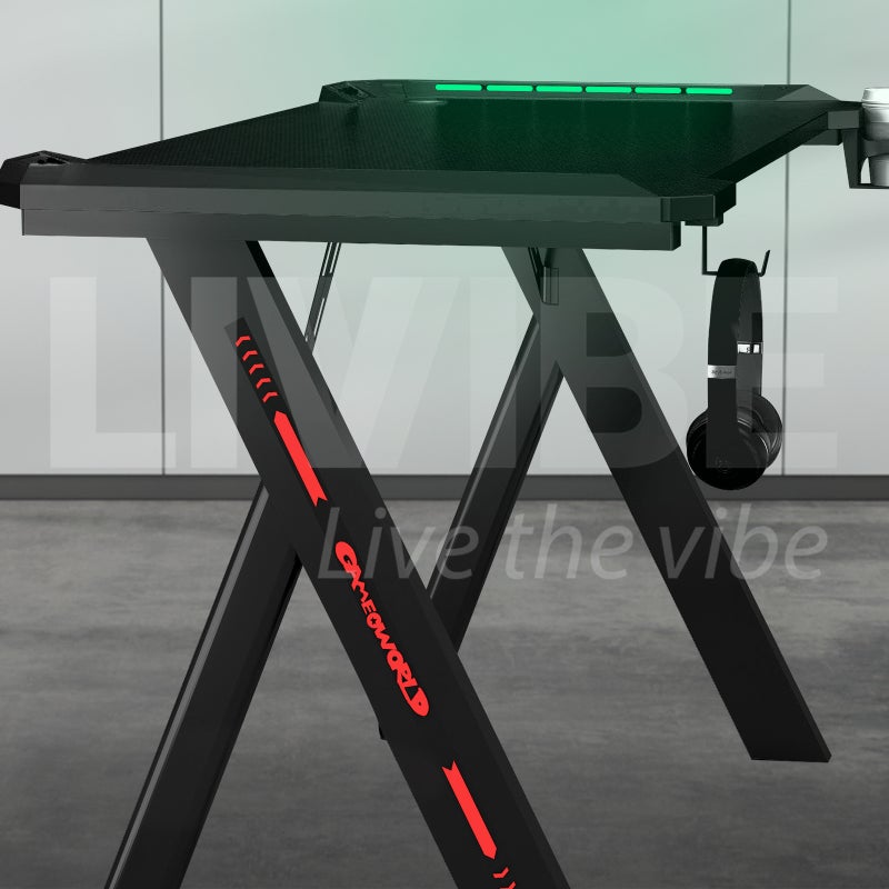 MIUZ RGB LED Gaming Desk Computer Home Office Writing Desk Racer Table