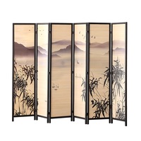 MIUZ 6 Panel Room Divider Screen Partition Privacy Fold Dividers Wood Stand