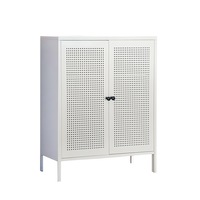 Vista Side Table Cabinet Storage Organizer Shelves Steel Kitchen Sideboard Shelf