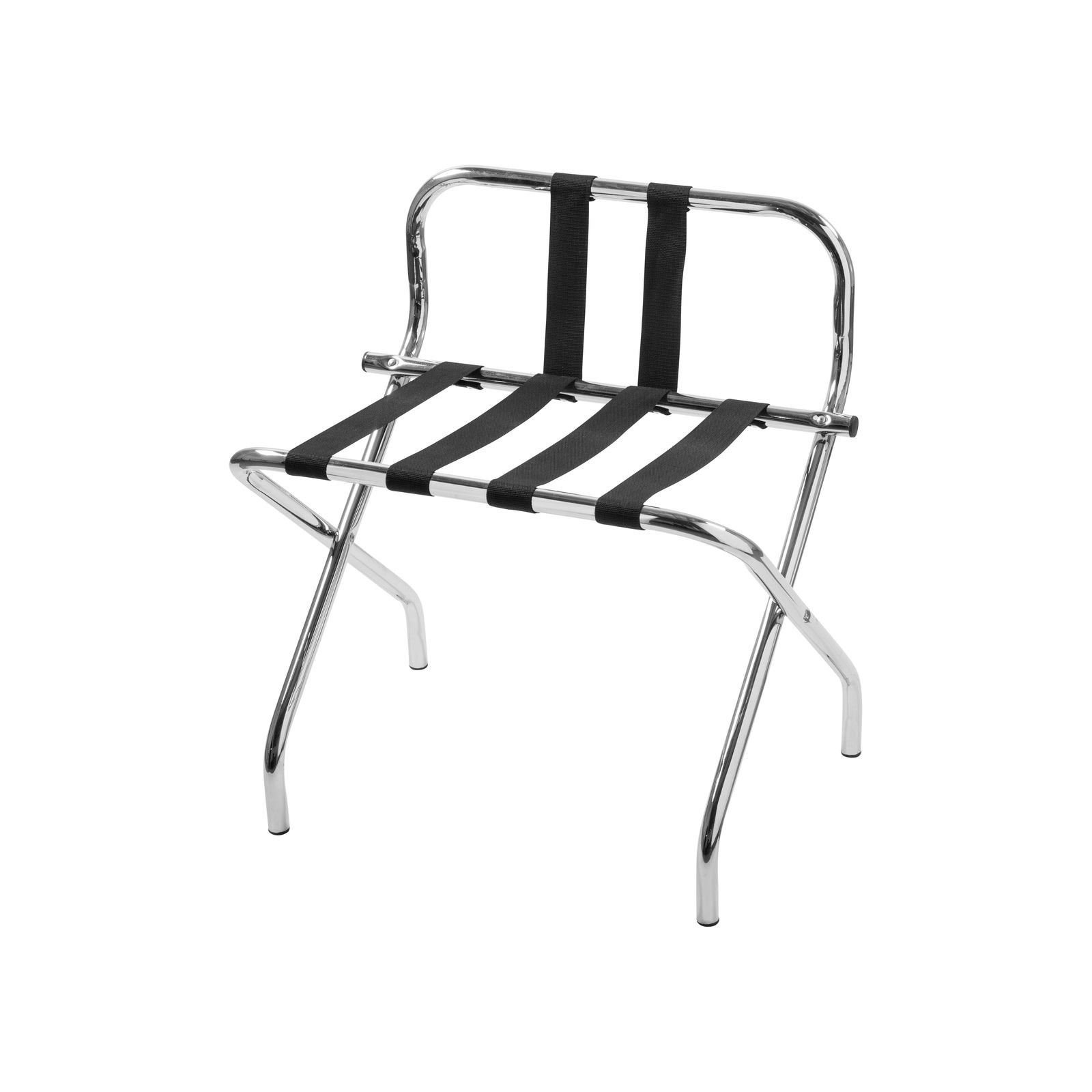Chrome Strapped Luggage Rack with back