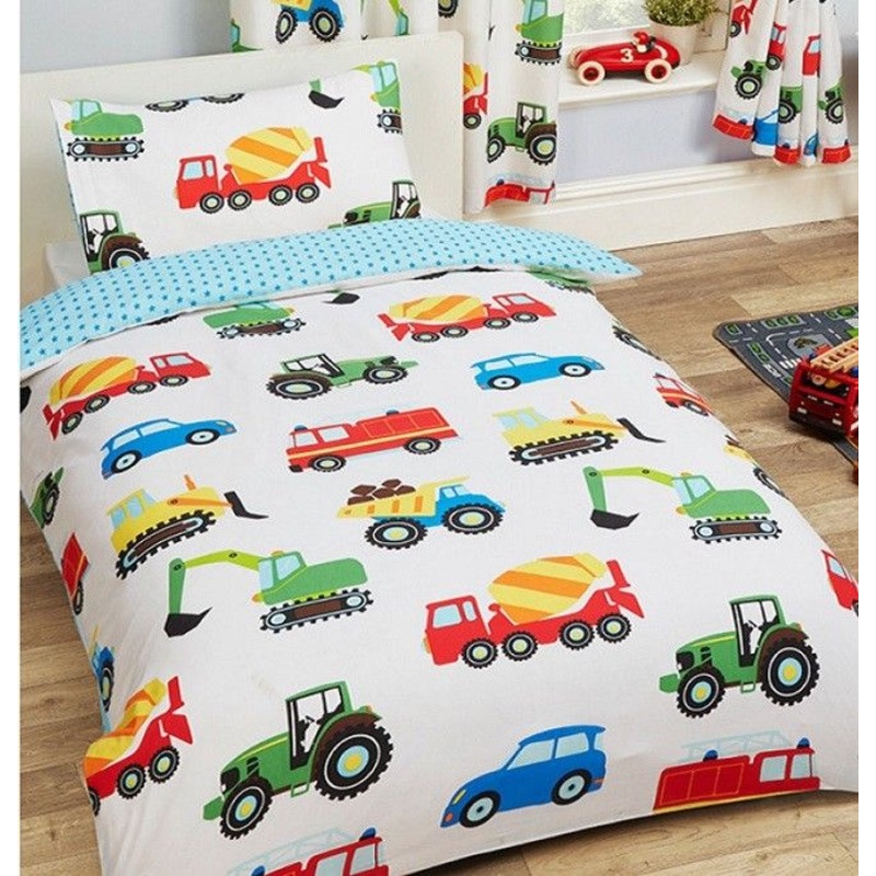 Buy Construction trucks cot Quilt cover set,Cotton blend, Single