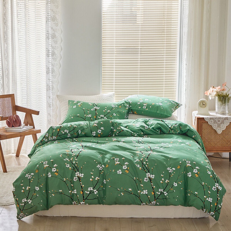 Buy Floral white flowers Quilt cover se Queen,King,green MyDeal