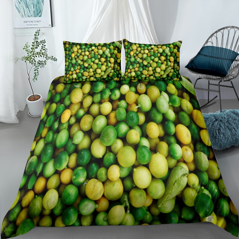 Buy Lemon and Limes Quilt cover set,Single,Double,Queen,King,green