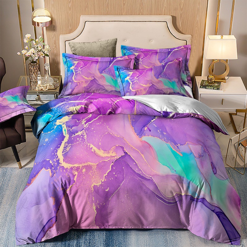 Buy Marble viiolet Quilt Cover Set, Single/Double/Queen/King,purple MyDeal