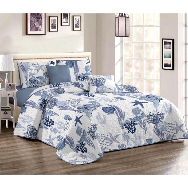 Buy Nautical ocean blue bedspread coverlet,Queen,King,tropical MyDeal