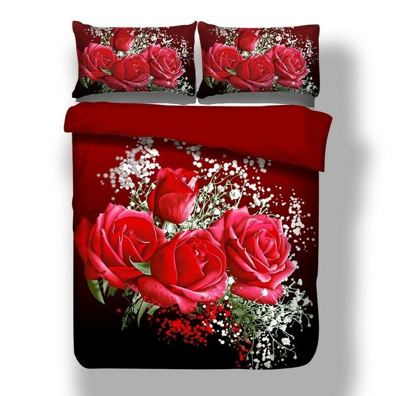 Buy Red Rose floral Quilt cover set, flowers MyDeal