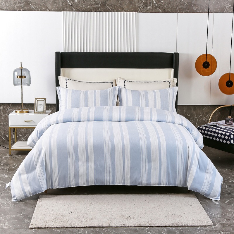 Buy Stripes blue & white Queen/King Quilt Cover Set MyDeal