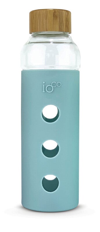 IOco Glass Water Bottle with Bamboo Lid - Ocean
