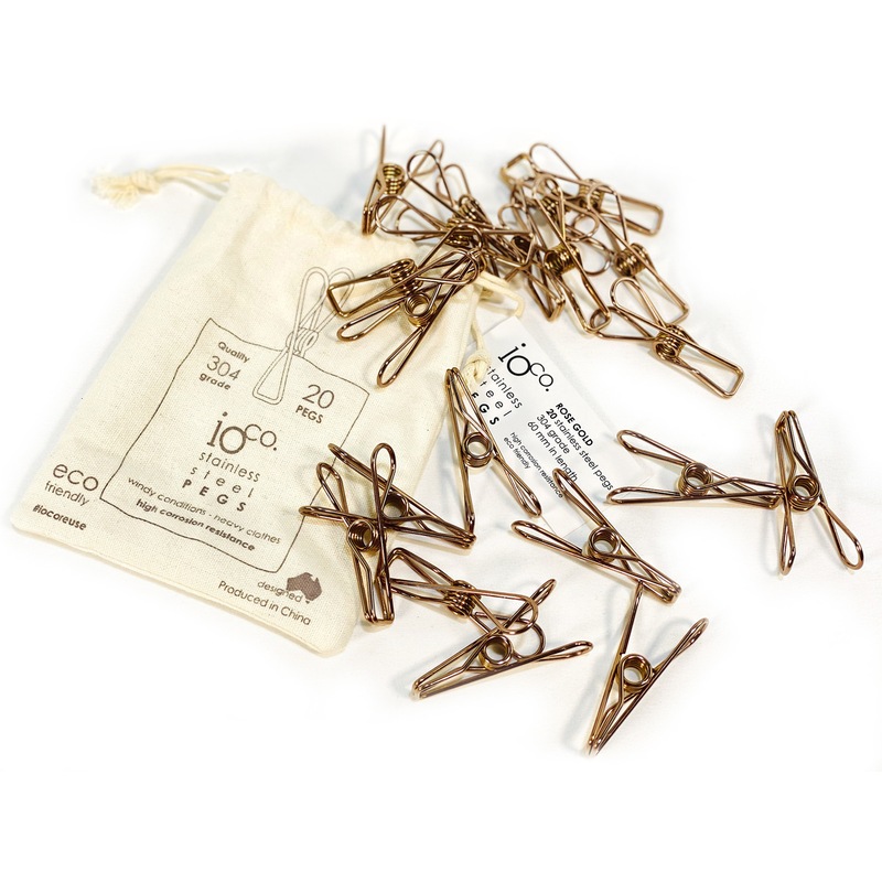 Buy IOco Stainless Steel Clothes Pegs Rose Gold 20 Pegs MyDeal
