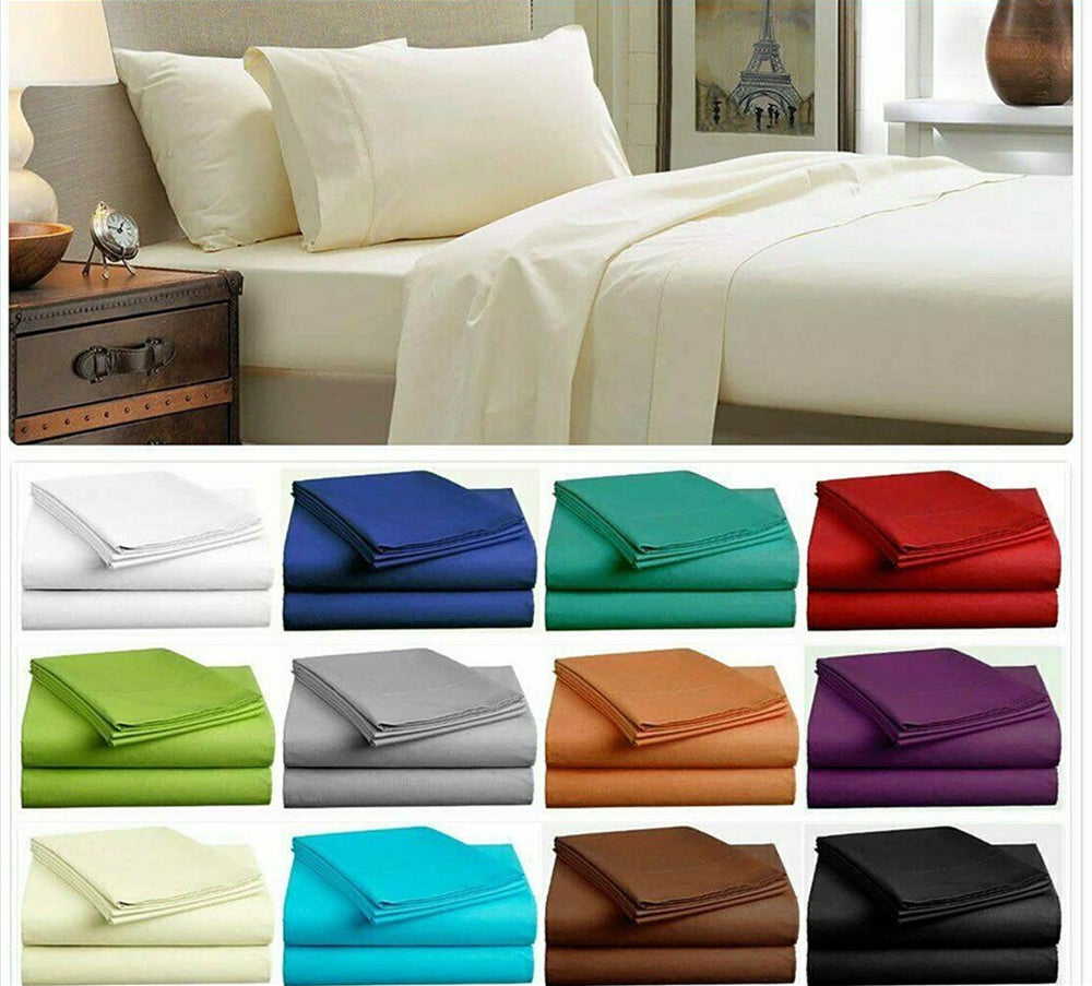 Hotel Bedding 1800TC Ultra SOFT - 4 Pcs FLAT & FITTED Sheet Set Queen/King/Super Size Bed New