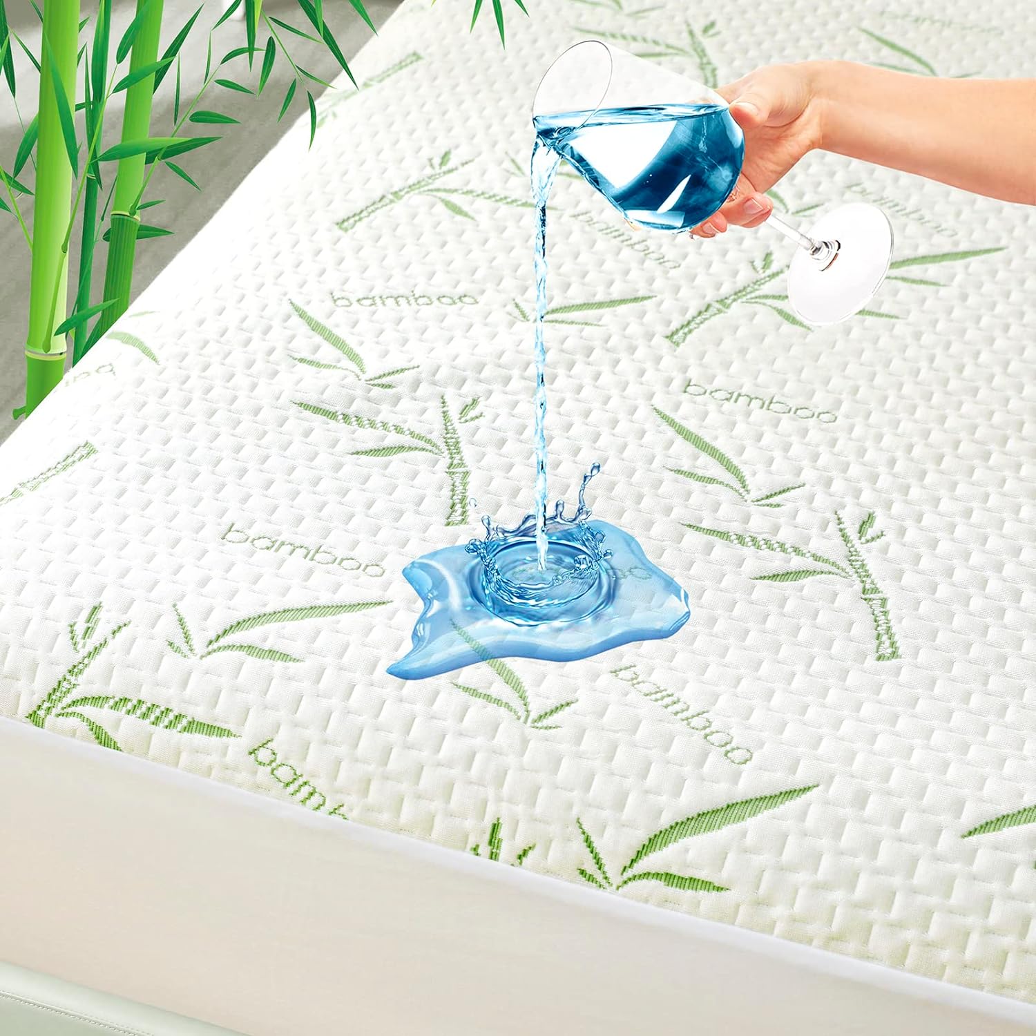 Waterproof Bamboo Mattress Protector Bed Matrress Cover Double Queen King Single