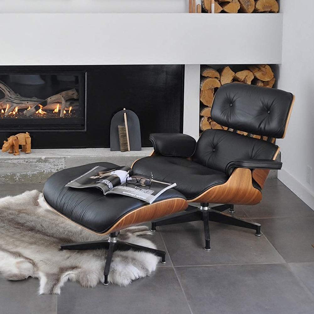 Mid-Century Eames Lounge Chair Ottoman Italian Top Grain Leather Leisure Sofa For Salon office Living Room Bedroom