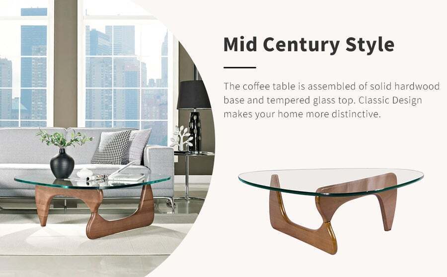 Buy MidCentury Noguchi Coffee Table Vintage Triangle Clear Glass