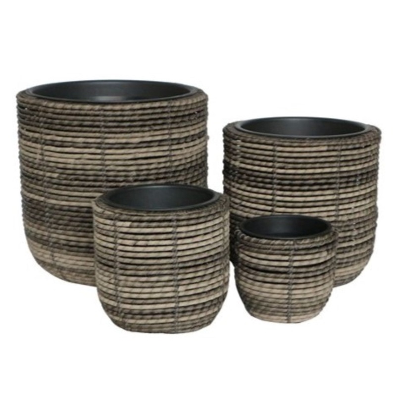 Buy Denver Outdoor Round Wicker Poly Rattan Planter Pots Garden Plant