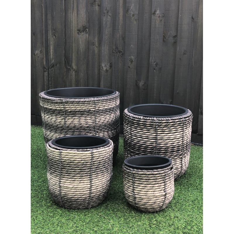 Buy Denver Outdoor Round Wicker Poly Rattan Planter Pots Garden Plant
