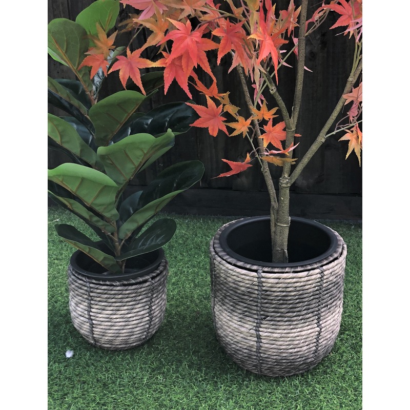 Buy Denver Outdoor Round Wicker Poly Rattan Planter Pots Garden Plant