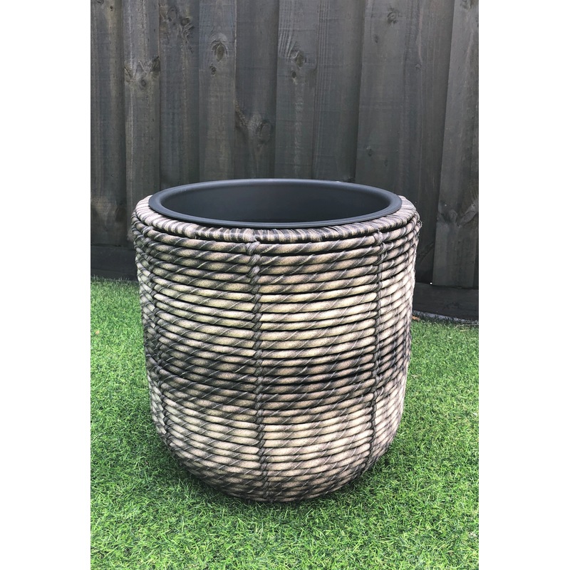 Buy Denver Outdoor Round Wicker Poly Rattan Planter Pots Garden Plant
