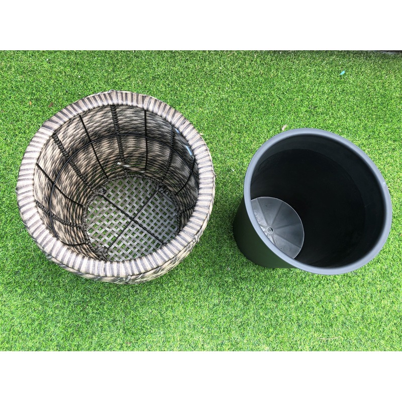 Buy Denver Outdoor Round Wicker Poly Rattan Planter Pots Garden Plant