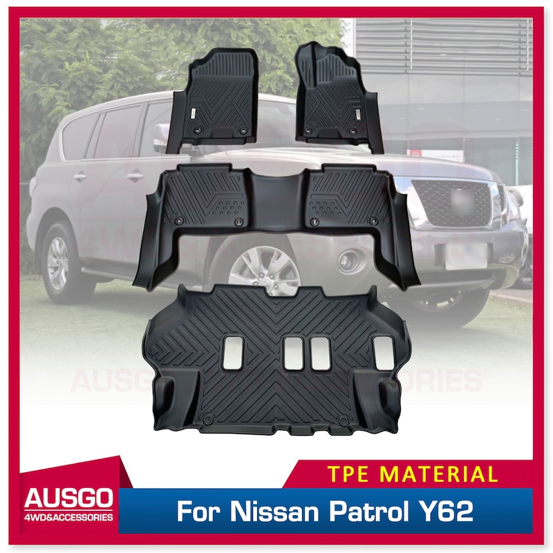 Buy 3 Rows TPE Door Sill Covered Car Floor Mats for Nissan Patrol Y62 ...